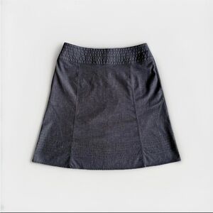 J Jill Linen Blend A Line Gray Denim Skirt Size 12p Pockets Preppy Coastal